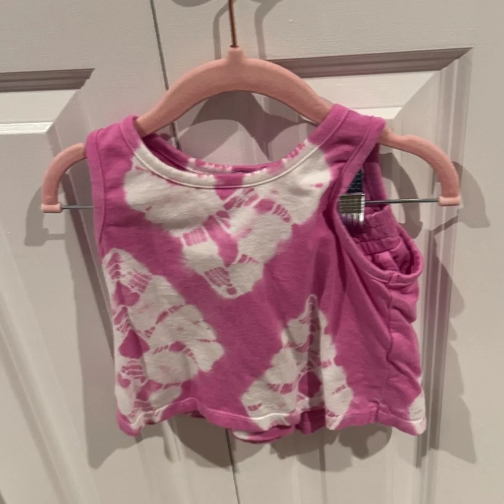 Girls Pink Tie-Dye Tank & Shorts Matching Set